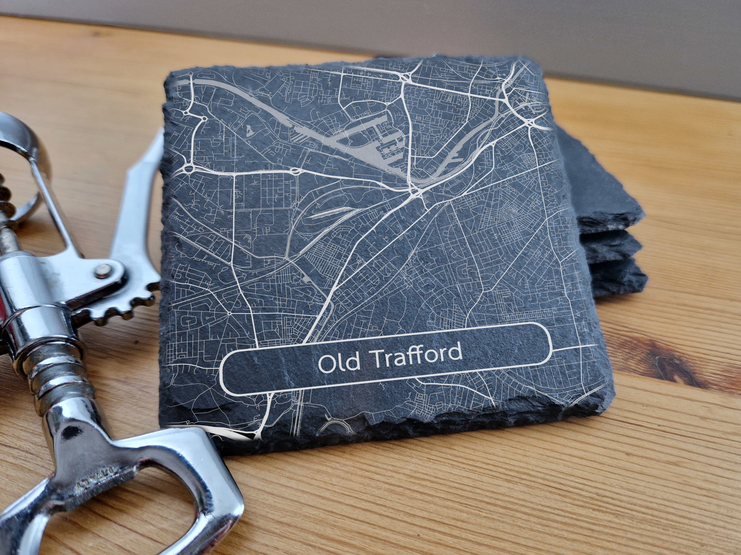 Old Trafford Football Stadium Map Slate Coasters - Manchester United Footbal Club