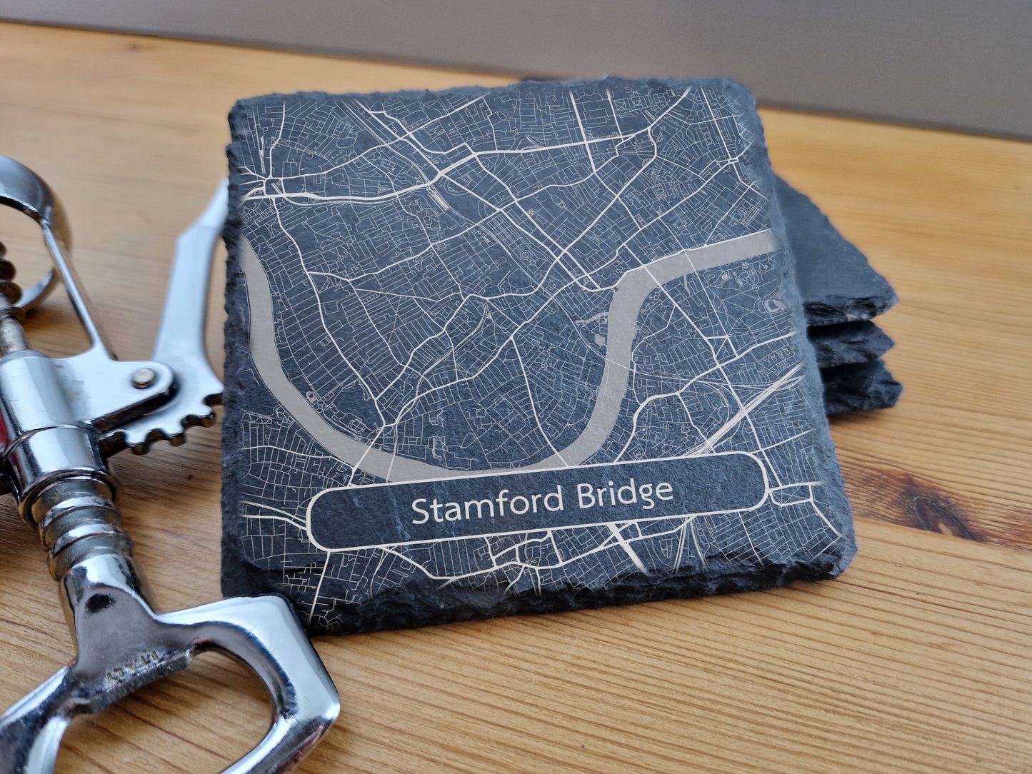 Stamford Bridge Football Stadium Map Slate Coasters - Chelsea Football Club