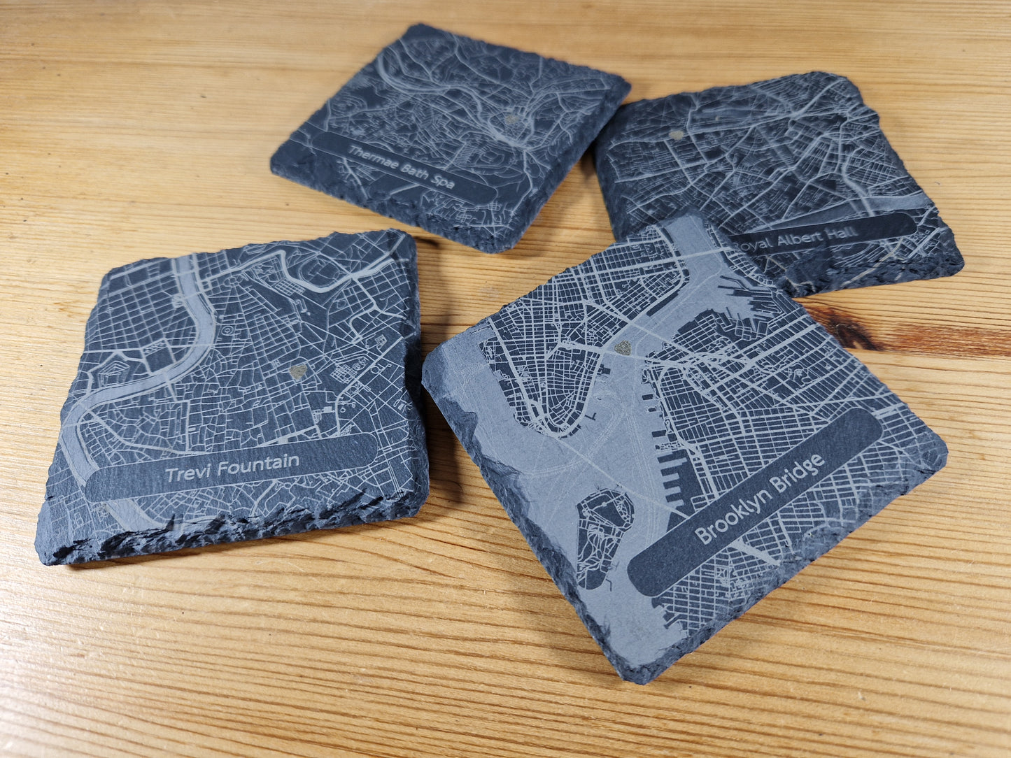 Memorable Location Map Coasters (Personalised) Set of 4