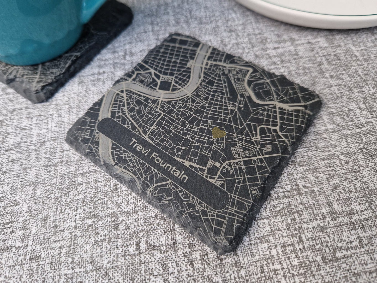 Personalised Memorable Location Map Slate Coaster Gift