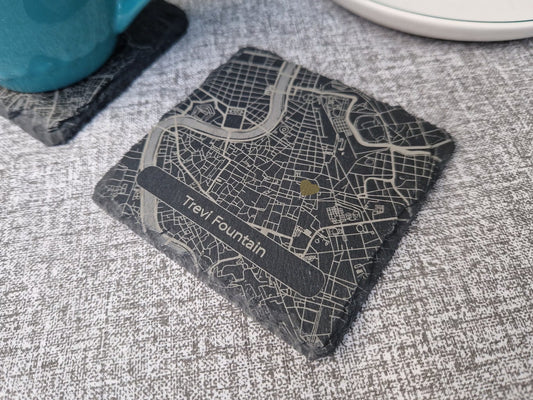 Personalised Memorable Location Map Slate Coaster Gift